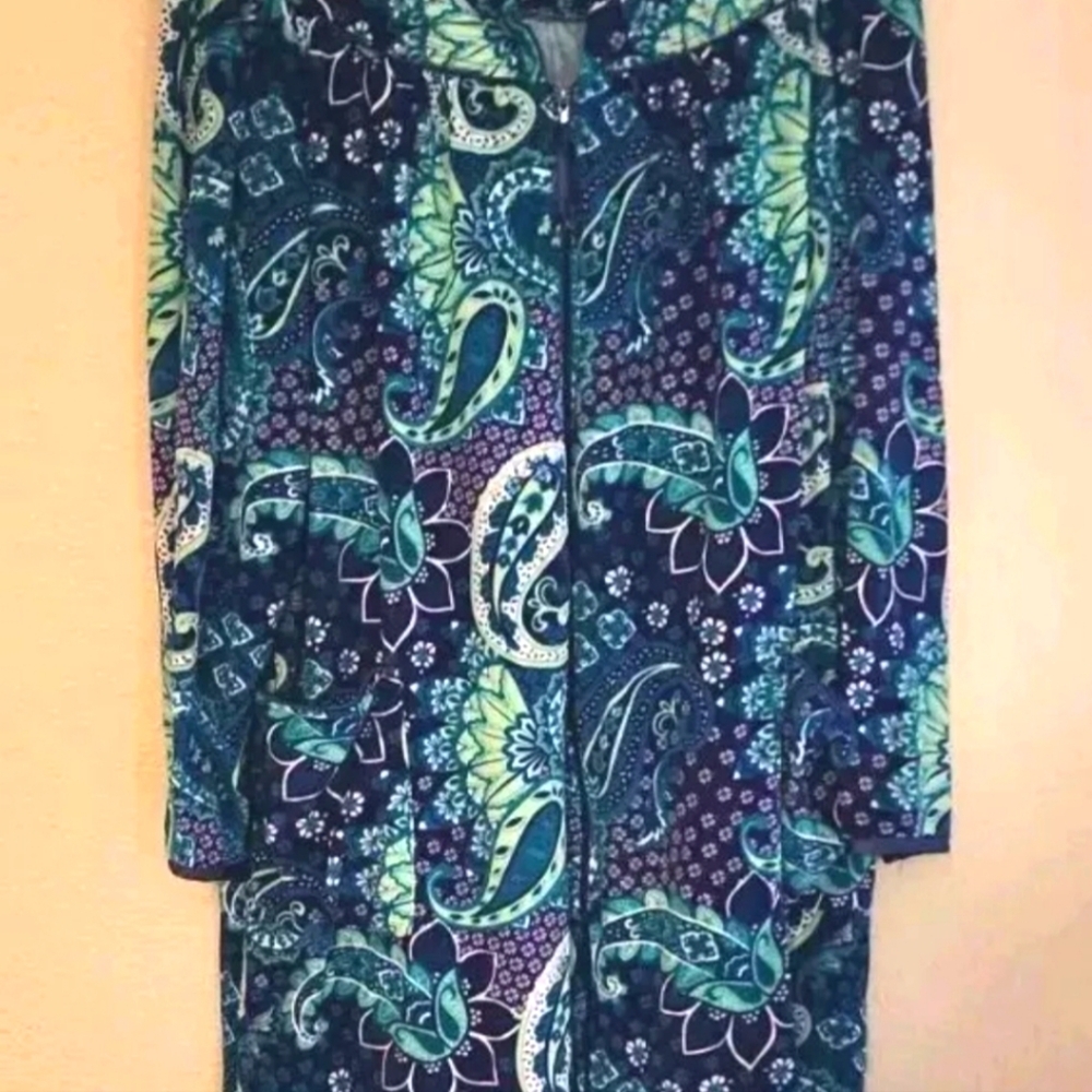 Lissome Lounge Vintage Size Medium Zip Up Garden Dress Nap Dress Long Sleeve - Picture 6 of 6